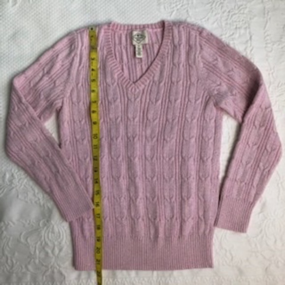 St. John's Bay, Pink/Silver Threads, V-Neck, Cable Knit, Long Sleeved Sweater - Picture 4 of 5